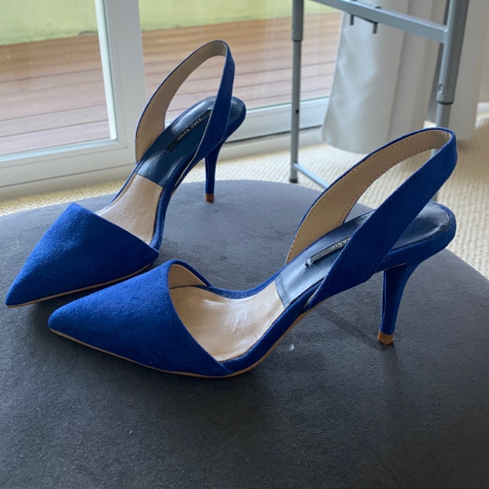 Zara Blue Suede Heels